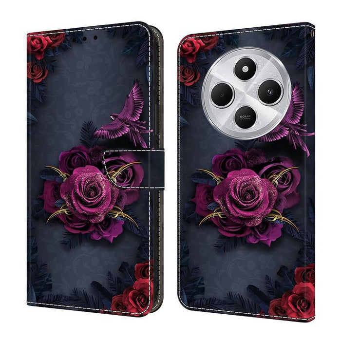 Funda para teléfono de cuero vegano pintado con efecto cristal, For Redmi Note 14 4G 164.84mm, For Redmi Note 14 Pro+ 5G / Poco X7, For Redmi 14C 4G / 5G, For Redmi Note 14 Pro 4G