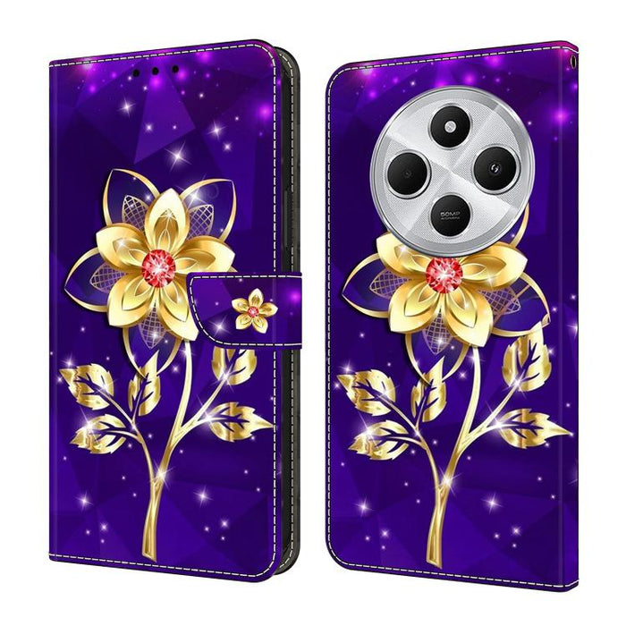 Funda para teléfono de cuero vegano pintado con efecto cristal, For Redmi Note 14 4G 164.84mm, For Redmi Note 14 Pro+ 5G / Poco X7, For Redmi 14C 4G / 5G, For Redmi Note 14 Pro 4G