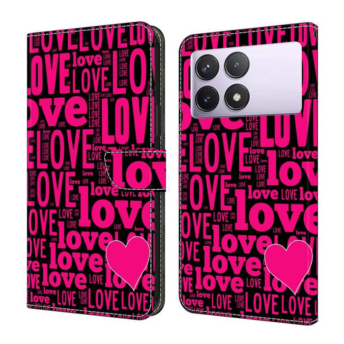 Funda para teléfono de cuero vegano pintado con efecto cristal, For Redmi K70E / Poco X6 Pro, For Redmi Note 13 Pro+