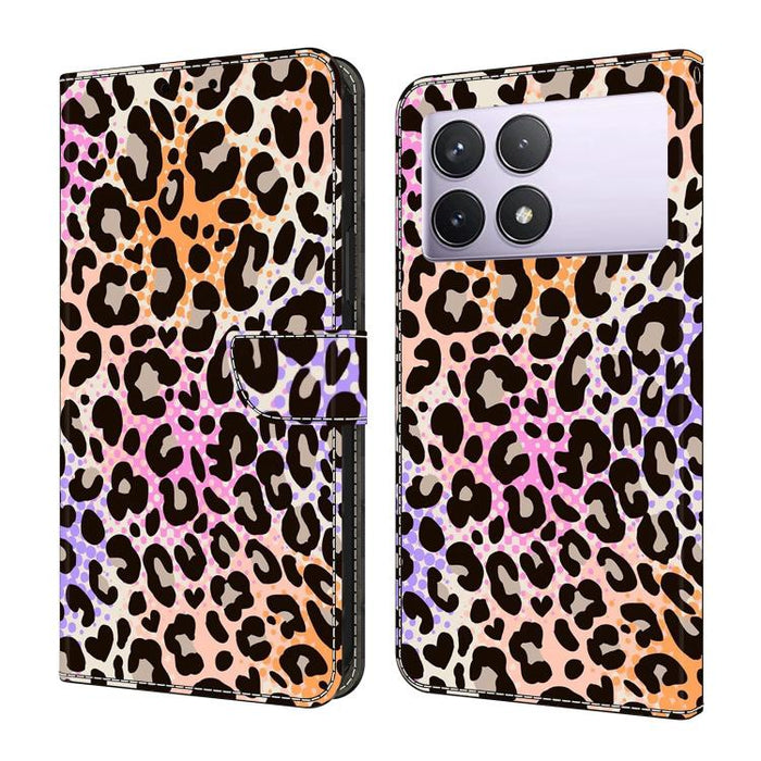 Funda para teléfono de cuero vegano pintado con efecto cristal, For Redmi K70E / Poco X6 Pro, For Redmi Note 13 Pro+