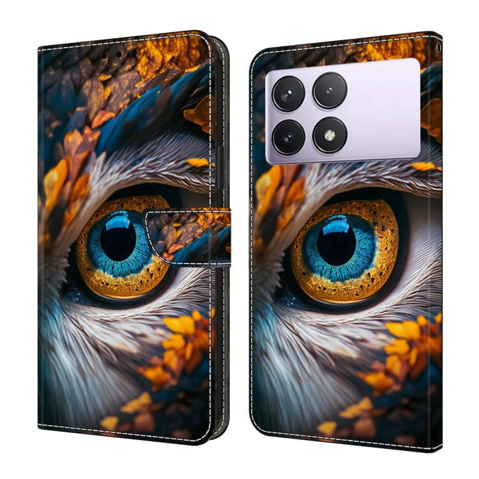 Funda para teléfono de cuero vegano pintado con efecto cristal, For Redmi K70E / Poco X6 Pro, For Redmi Note 13 Pro+