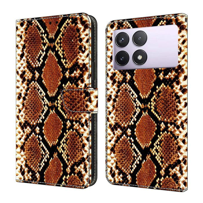 Funda para teléfono de cuero vegano pintado con efecto cristal, For Redmi K70E / Poco X6 Pro, For Redmi Note 13 Pro+