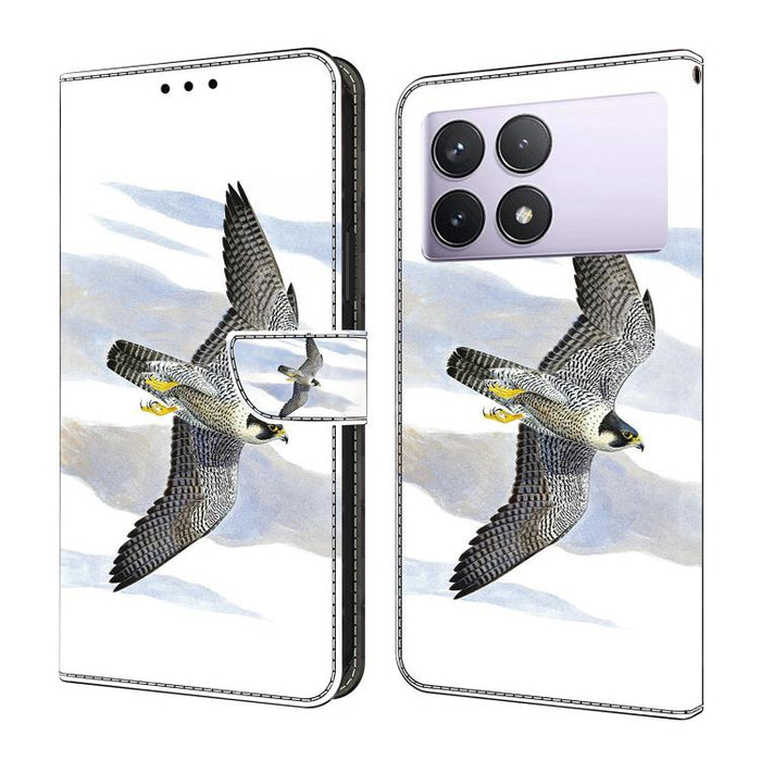 Funda para teléfono de cuero vegano pintado con efecto cristal, For Redmi K70E / Poco X6 Pro, For Redmi Note 13 Pro+