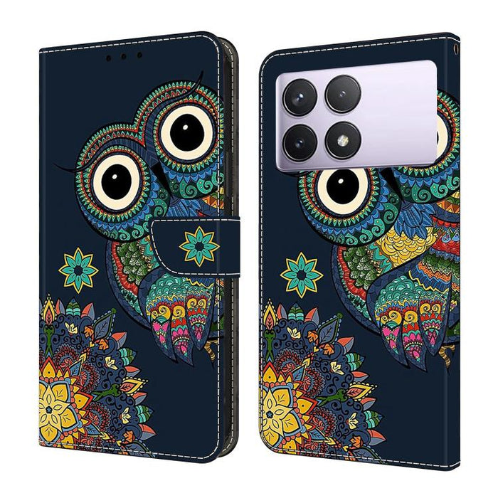 Funda para teléfono de cuero vegano pintado con efecto cristal, For Redmi K70E / Poco X6 Pro, For Redmi Note 13 Pro+