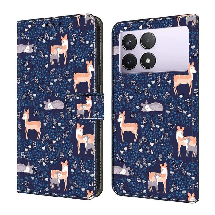 Funda para teléfono de cuero vegano pintado con efecto cristal, For Redmi K70E / Poco X6 Pro, For Redmi Note 13 Pro+