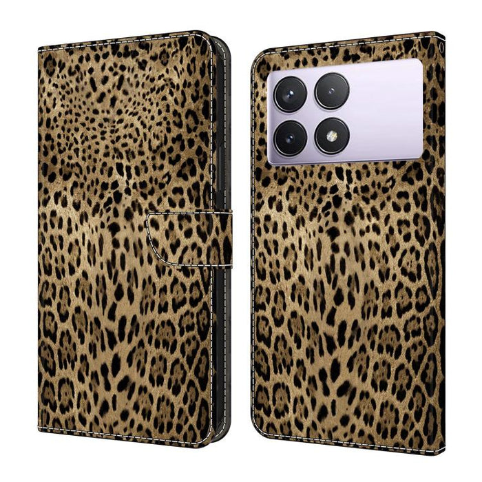 Funda para teléfono de cuero vegano pintado con efecto cristal, For Redmi K70E / Poco X6 Pro, For Redmi Note 13 Pro+