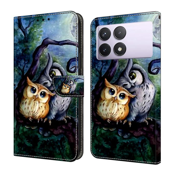 Funda para teléfono de cuero vegano pintado con efecto cristal, For Redmi K70E / Poco X6 Pro, For Redmi Note 13 Pro+