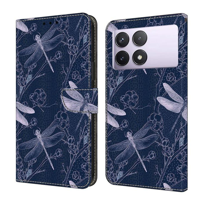 Funda para teléfono de cuero vegano pintado con efecto cristal, For Redmi K70E / Poco X6 Pro, For Redmi Note 13 Pro+