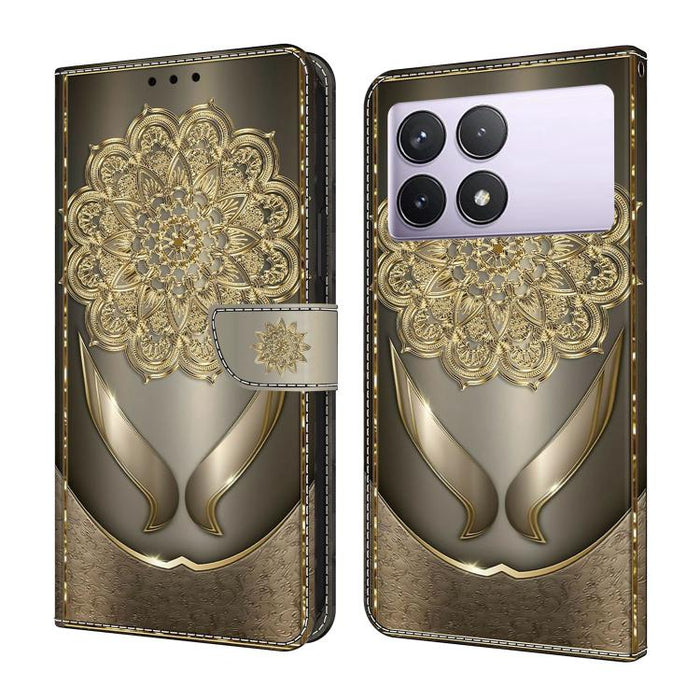 Funda para teléfono de cuero vegano pintado con efecto cristal, For Redmi K70E / Poco X6 Pro, For Redmi Note 13 Pro+