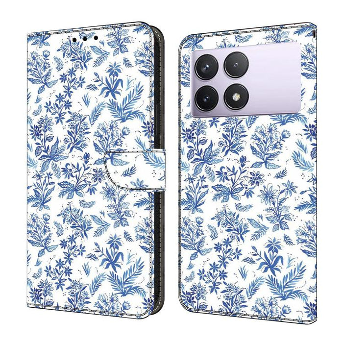 Funda para teléfono de cuero vegano pintado con efecto cristal, For Redmi K70E / Poco X6 Pro, For Redmi Note 13 Pro+