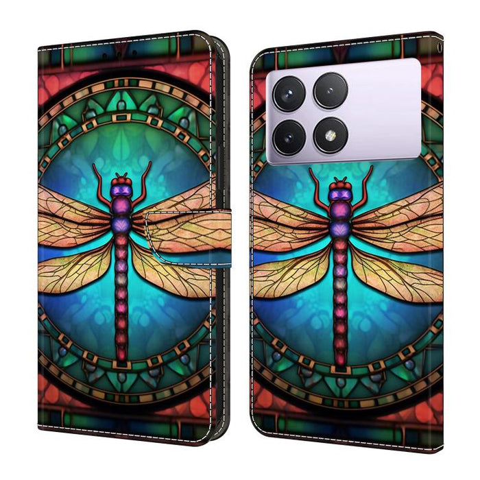 Funda para teléfono de cuero vegano pintado con efecto cristal, For Redmi K70E / Poco X6 Pro, For Redmi Note 13 Pro+