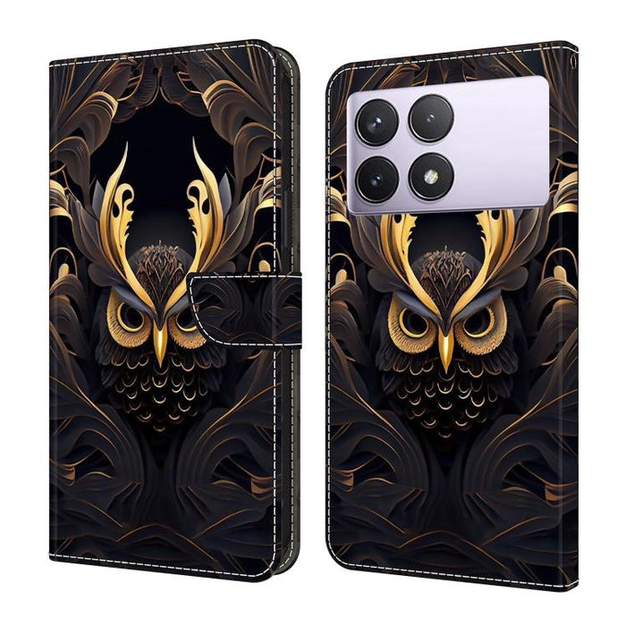 Funda para teléfono de cuero vegano pintado con efecto cristal, For Redmi K70E / Poco X6 Pro, For Redmi Note 13 Pro+