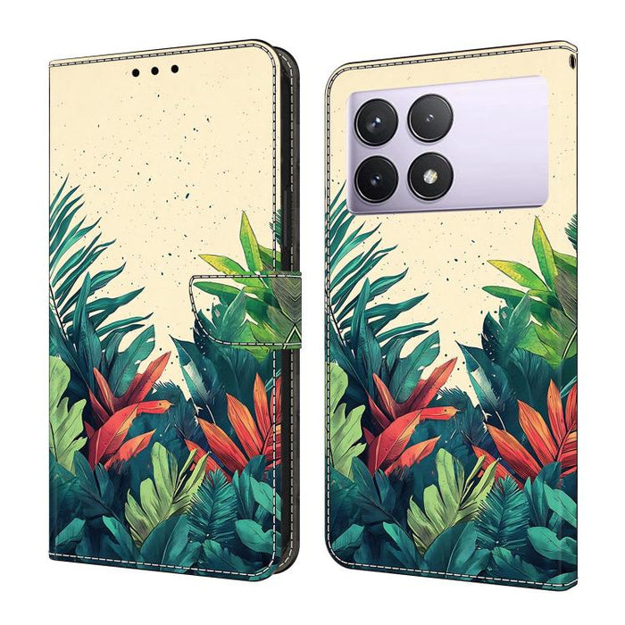 Funda para teléfono de cuero vegano pintado con efecto cristal, For Redmi K70E / Poco X6 Pro, For Redmi Note 13 Pro+