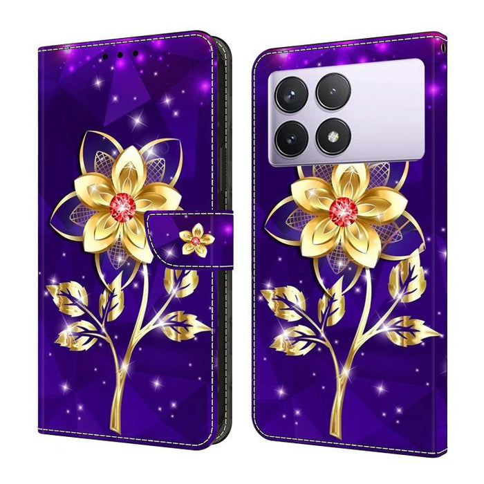Funda para teléfono de cuero vegano pintado con efecto cristal, For Redmi K70E / Poco X6 Pro, For Redmi Note 13 Pro+