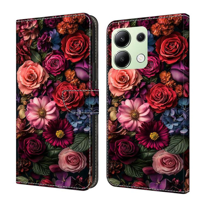 Funda para teléfono de cuero vegano pintado con efecto cristal, For Redmi K70E / Poco X6 Pro, For Redmi Note 13 Pro+