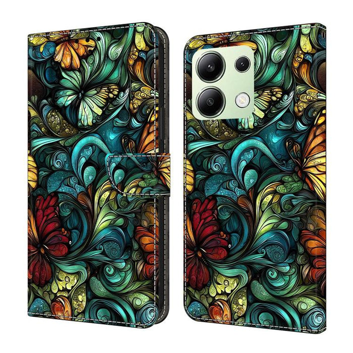 Funda para teléfono de cuero vegano pintado con efecto cristal, For Redmi K70E / Poco X6 Pro, For Redmi Note 13 Pro+