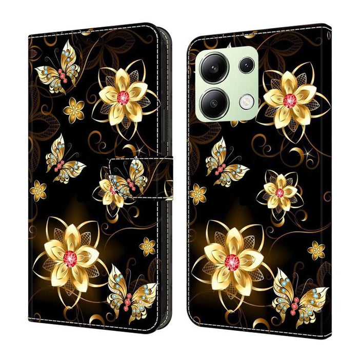 Funda para teléfono de cuero vegano pintado con efecto cristal, For Redmi Note 14 4G 163.25mm, For Redmi Note 14 5G, For Redmi Note 14 Pro 5G, For Redmi Note 13 4G