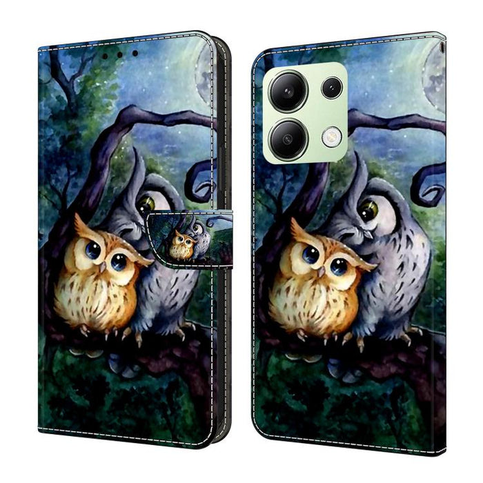 Funda para teléfono de cuero vegano pintado con efecto cristal, For Redmi K70E / Poco X6 Pro, For Redmi Note 13 Pro+