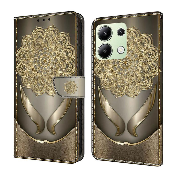 Funda para teléfono de cuero vegano pintado con efecto cristal, For Redmi K70E / Poco X6 Pro, For Redmi Note 13 Pro+