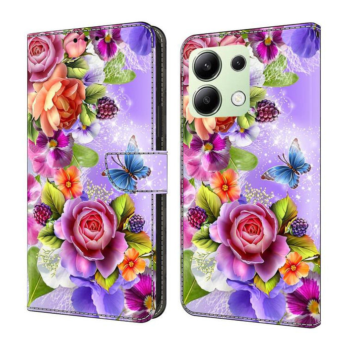 Funda para teléfono de cuero vegano pintado con efecto cristal, For Redmi Note 14 4G 163.25mm, For Redmi Note 14 5G, For Redmi Note 14 Pro 5G, For Redmi Note 13 4G
