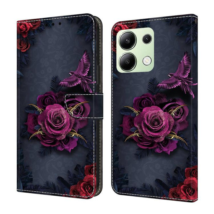 Funda para teléfono de cuero vegano pintado con efecto cristal, For Redmi Note 14 4G 163.25mm, For Redmi Note 14 5G, For Redmi Note 14 Pro 5G, For Redmi Note 13 4G