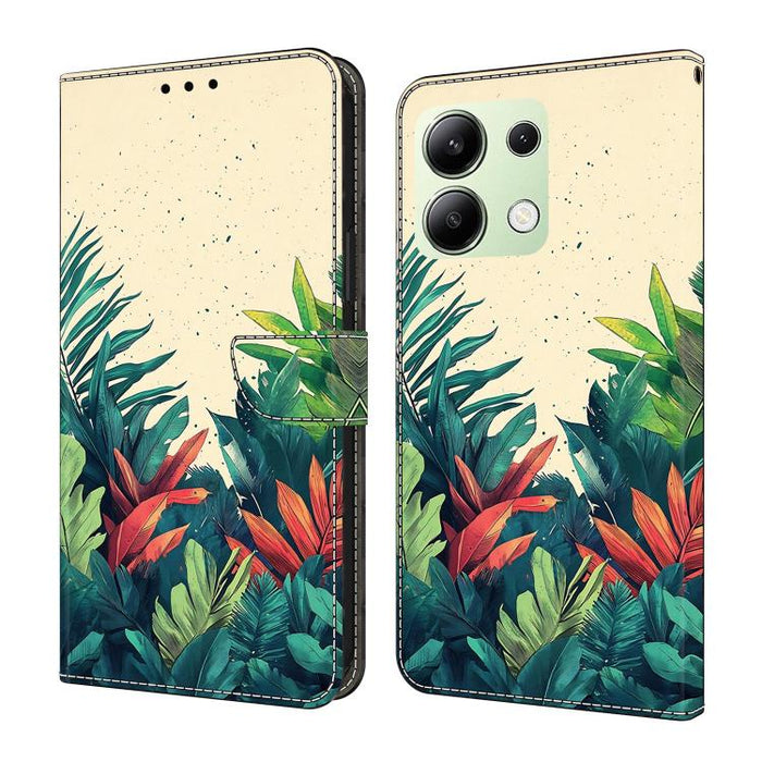 Funda para teléfono de cuero vegano pintado con efecto cristal, For Redmi Note 14 4G 163.25mm, For Redmi Note 14 5G, For Redmi Note 14 Pro 5G, For Redmi Note 13 4G