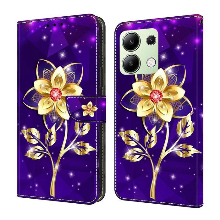 Funda para teléfono de cuero vegano pintado con efecto cristal, For Redmi Note 14 4G 163.25mm, For Redmi Note 14 5G, For Redmi Note 14 Pro 5G, For Redmi Note 13 4G