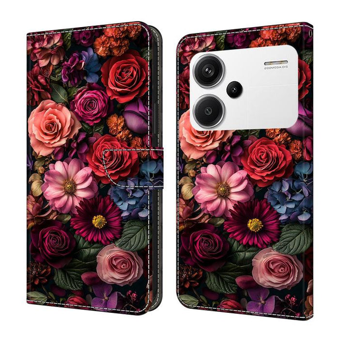 Funda para teléfono de cuero vegano pintado con efecto cristal, For Redmi K70E / Poco X6 Pro, For Redmi Note 13 Pro+