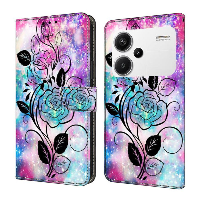 Funda para teléfono de cuero vegano pintado con efecto cristal, For Redmi K70E / Poco X6 Pro, For Redmi Note 13 Pro+