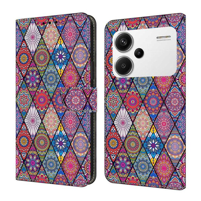 Funda para teléfono de cuero vegano pintado con efecto cristal, For Redmi K70E / Poco X6 Pro, For Redmi Note 13 Pro+