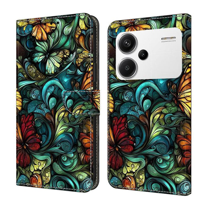 Funda para teléfono de cuero vegano pintado con efecto cristal, For Redmi K70E / Poco X6 Pro, For Redmi Note 13 Pro+