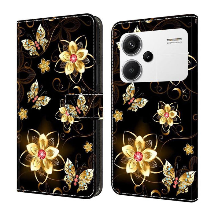 Funda para teléfono de cuero vegano pintado con efecto cristal, For Redmi K70E / Poco X6 Pro, For Redmi Note 13 Pro+