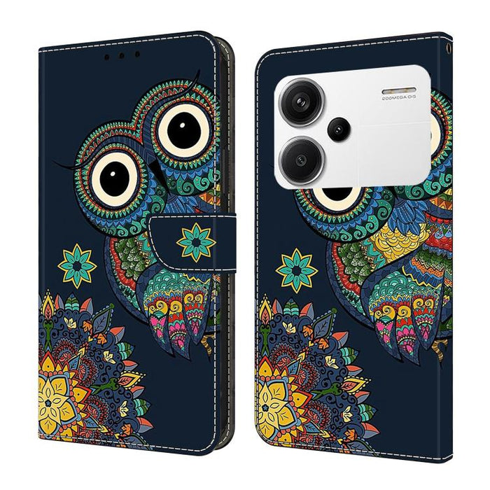 Funda para teléfono de cuero vegano pintado con efecto cristal, For Redmi K70E / Poco X6 Pro, For Redmi Note 13 Pro+