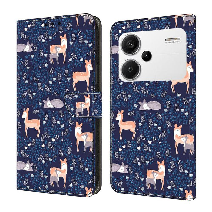 Funda para teléfono de cuero vegano pintado con efecto cristal, For Redmi K70E / Poco X6 Pro, For Redmi Note 13 Pro+