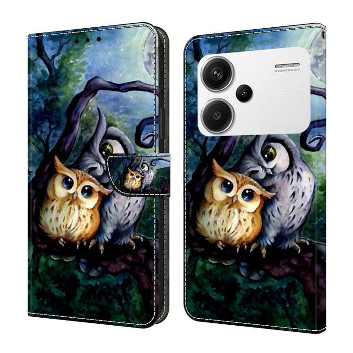 Funda para teléfono de cuero vegano pintado con efecto cristal, For Redmi K70E / Poco X6 Pro, For Redmi Note 13 Pro+