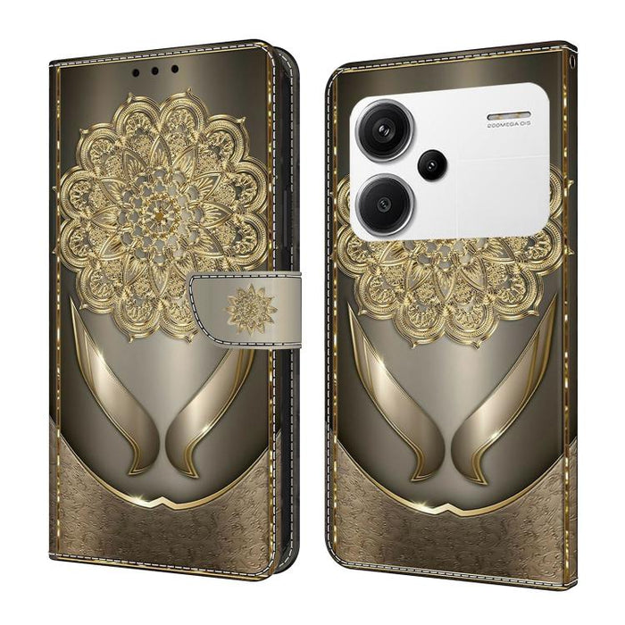 Funda para teléfono de cuero vegano pintado con efecto cristal, For Redmi K70E / Poco X6 Pro, For Redmi Note 13 Pro+