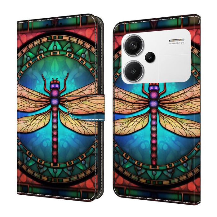 Funda para teléfono de cuero vegano pintado con efecto cristal, For Redmi K70E / Poco X6 Pro, For Redmi Note 13 Pro+