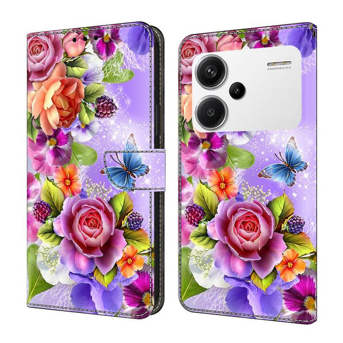 Funda para teléfono de cuero vegano pintado con efecto cristal, For Redmi K70E / Poco X6 Pro, For Redmi Note 13 Pro+