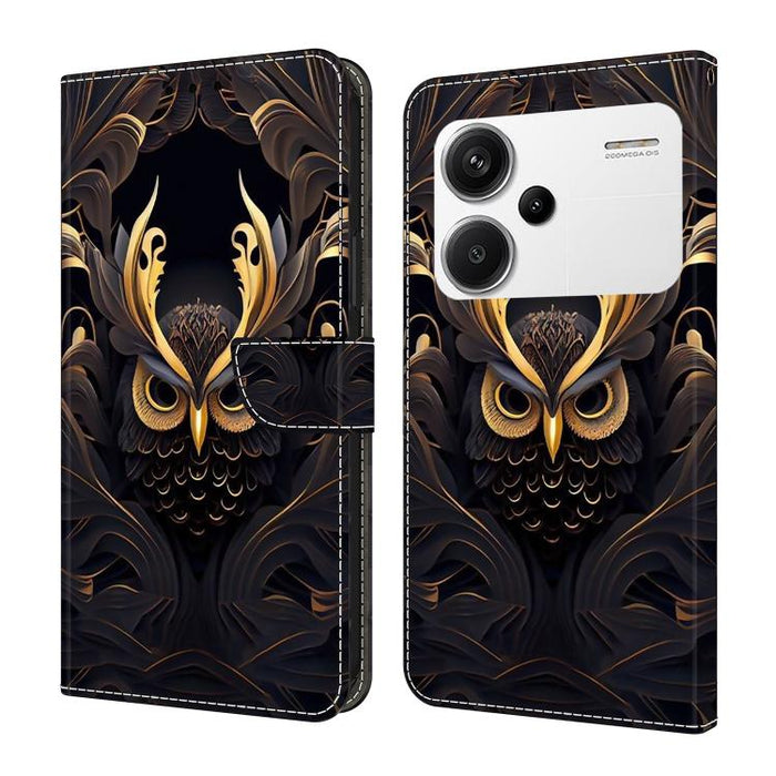 Funda para teléfono de cuero vegano pintado con efecto cristal, For Redmi K70E / Poco X6 Pro, For Redmi Note 13 Pro+