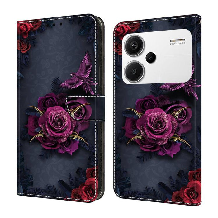 Funda para teléfono de cuero vegano pintado con efecto cristal, For Redmi K70E / Poco X6 Pro, For Redmi Note 13 Pro+