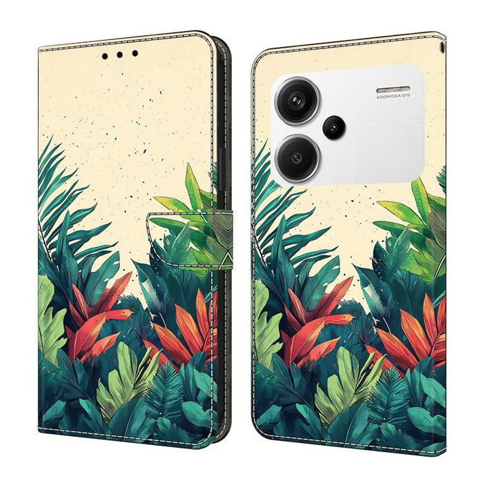 Funda para teléfono de cuero vegano pintado con efecto cristal, For Redmi K70E / Poco X6 Pro, For Redmi Note 13 Pro+
