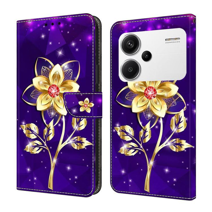 Funda para teléfono de cuero vegano pintado con efecto cristal, For Redmi K70E / Poco X6 Pro, For Redmi Note 13 Pro+