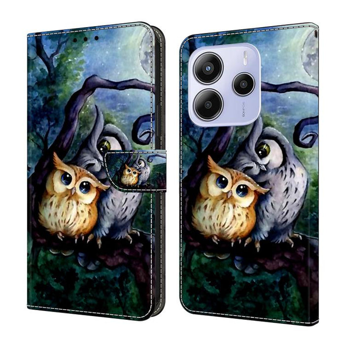Funda para teléfono de cuero vegano pintado con efecto cristal, For Redmi Note 14 4G 163.25mm, For Redmi Note 14 5G, For Redmi Note 14 Pro 5G, For Redmi Note 13 4G