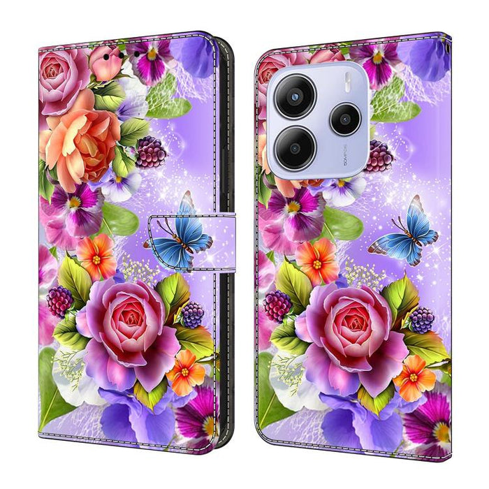 Funda para teléfono de cuero vegano pintado con efecto cristal, For Redmi Note 14 4G 163.25mm, For Redmi Note 14 5G, For Redmi Note 14 Pro 5G, For Redmi Note 13 4G