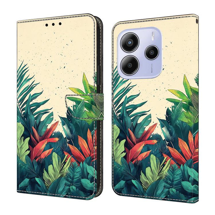 Funda para teléfono de cuero vegano pintado con efecto cristal, For Redmi Note 14 4G 163.25mm, For Redmi Note 14 5G, For Redmi Note 14 Pro 5G, For Redmi Note 13 4G