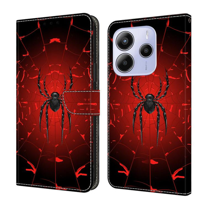 Funda para teléfono de cuero vegano pintado con efecto cristal, For Redmi Note 14 4G 164.84mm, For Redmi Note 14 Pro+ 5G / Poco X7, For Redmi 14C 4G / 5G, For Redmi Note 14 Pro 4G
