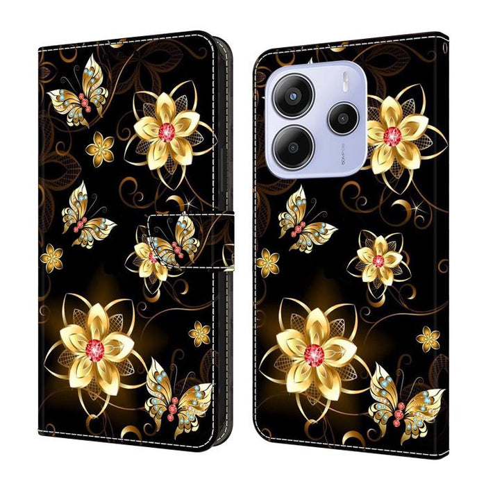 Funda para teléfono de cuero vegano pintado con efecto cristal, For Redmi Note 14 4G 164.84mm, For Redmi Note 14 Pro+ 5G / Poco X7, For Redmi 14C 4G / 5G, For Redmi Note 14 Pro 4G