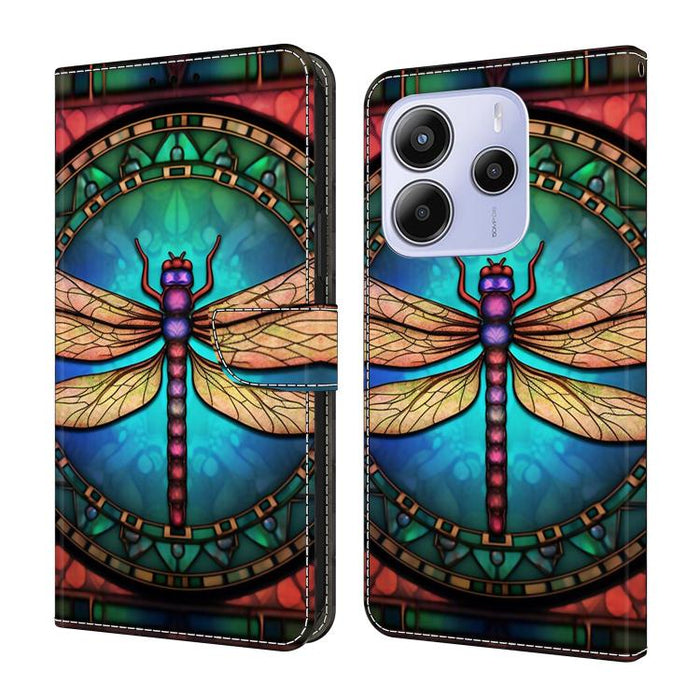 Funda para teléfono de cuero vegano pintado con efecto cristal, For Redmi Note 14 4G 164.84mm, For Redmi Note 14 Pro+ 5G / Poco X7, For Redmi 14C 4G / 5G, For Redmi Note 14 Pro 4G