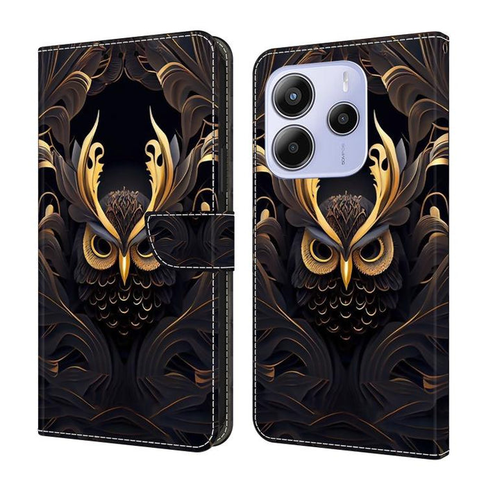 Funda para teléfono de cuero vegano pintado con efecto cristal, For Redmi Note 14 4G 164.84mm, For Redmi Note 14 Pro+ 5G / Poco X7, For Redmi 14C 4G / 5G, For Redmi Note 14 Pro 4G