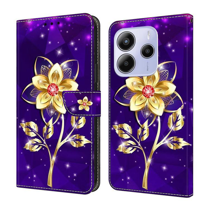 Funda para teléfono de cuero vegano pintado con efecto cristal, For Redmi Note 14 4G 164.84mm, For Redmi Note 14 Pro+ 5G / Poco X7, For Redmi 14C 4G / 5G, For Redmi Note 14 Pro 4G